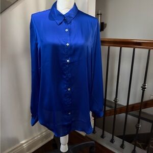 Bohme Royal Blue Button Down Shirt Womens Size XL EUC